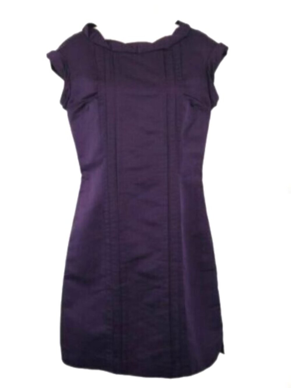Soca St John Sheath Dress Women's Size 2 Purple Eggplant Pleated Cap Sleeve